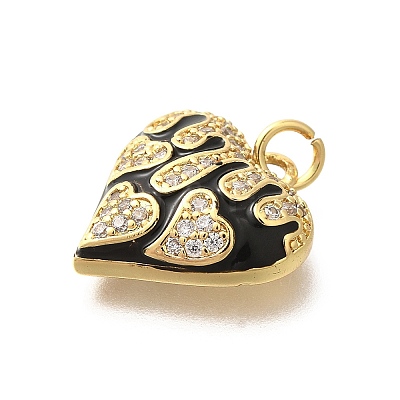 Brass Micro Pave Clear Cubic Zirconia Enamel Pendants KK-M297-18G-1