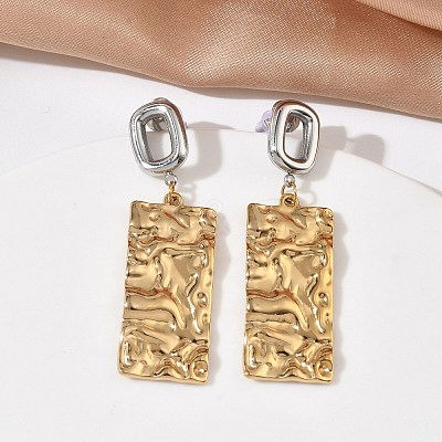 304 Stainless Steel Dangle Stud Earrings for Women EJEW-F412-01GP-02-1