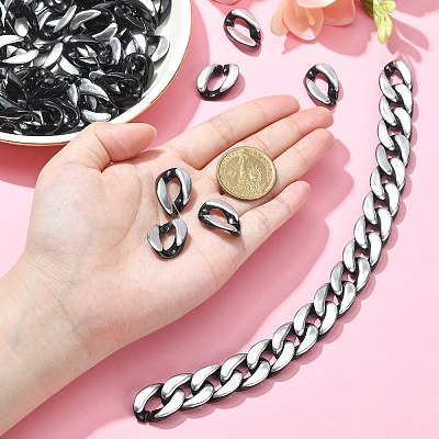 100Pcs Silver Color Plated Acrylic Linking Rings SACR-CJ0001-31-1