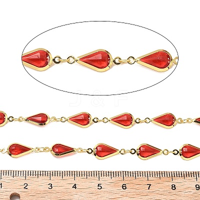 Brass Glass Teardrop Link Chains CHC-R001-04G-03-1