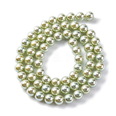 UV Plating Pearlized Glass Pearl Beads Strands GLAA-F128-01A-T14-1