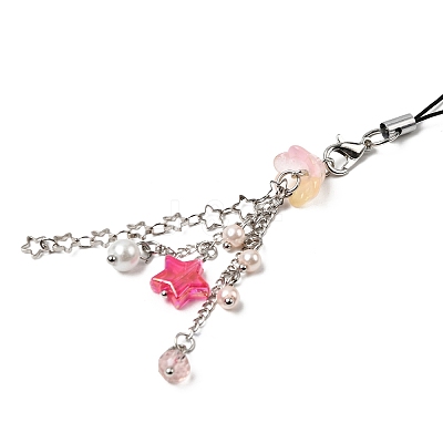 Glass & Acrylic Mobile Straps HJEW-SW00079-07-1