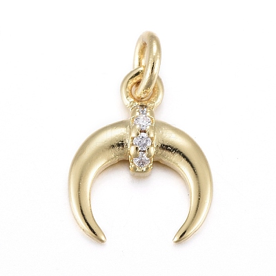 Brass Micro Pave Clear Cubic Zirconia Charms KK-I674-20G-1