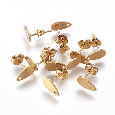 Ion Plating(IP) 304 Stainless Steel Stud Earring Findings LS-STAS-O119-11A-G-1