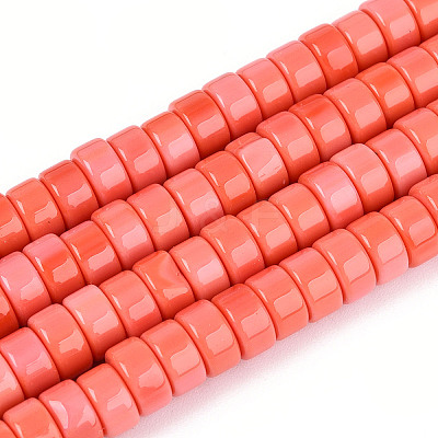 Opaque Solid Color Glass Beads Strands GLAA-N026-3x6mm-05-1