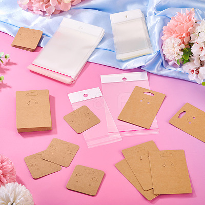 100Pcs 2 Styles Square Paper Earring Display Cards and Rectangle Keychain Display Cards CDIS-TA0001-49A-1