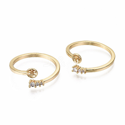 Brass Micro Pave Clear Cubic Zirconia Peg Bails Cuff Finger Ring Settings X-KK-T056-117G-NF-1