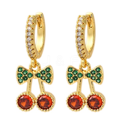 Brass Micro Pave Cubic Zirconia Hoop Earrings EJEW-D322-11G-01-1