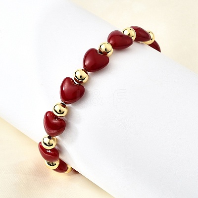 Valentine's Day ABS Imitation Pearl Beads Stretch Bracelets for Women BJEW-D317-08B-G-1