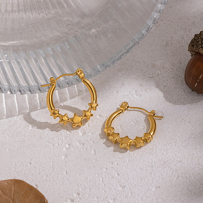 European Style Star 304 Stainless Steel Hoop Earrings IU1810-1