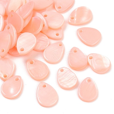 Spray Painted Natural Freshwater Shell Teardrop Charms SHEL-K006-47B-1