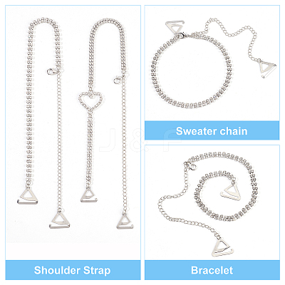 2 Sets 2 Style Brass Rhinestone Non-slip Bra Straps AJEW-NB0003-13-1
