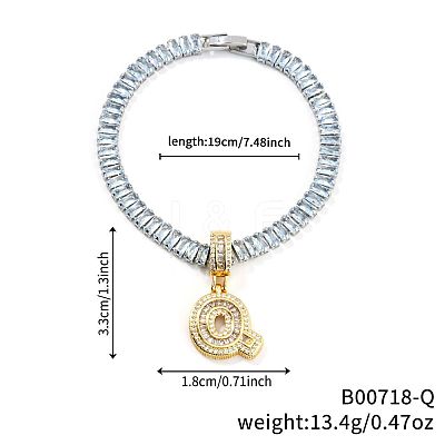 Fashionable Brass Micro Pave Clear Cubic Zirconia Charm Bracelets AF9298-17-1