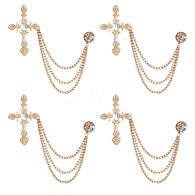 Cross Alloy Rhinestone Lapel Pin Backs JEWB-WH0051-057G-1