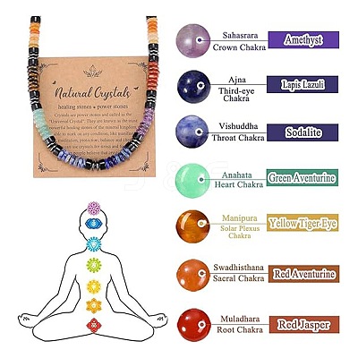 Chakra Natural Mixed Stone Heishi Beaded Necklaces MA5809-1-1