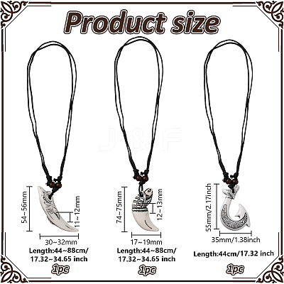 3Pcs 3 Styles Resin Fishhook Horn with Shark NJEW-HY0001-08B-1