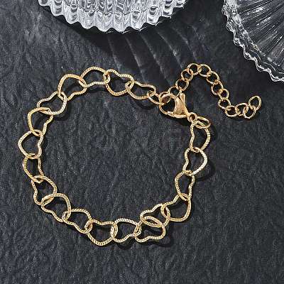 304 Stainless Steel Heart Link Chain Bracelets SA-CBA2696-16G-1