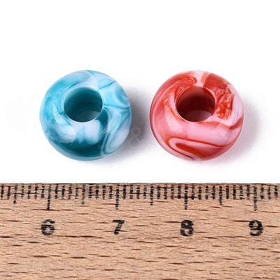 Two Tone Opaque Acrylic European Beads OACR-Q200-22-1
