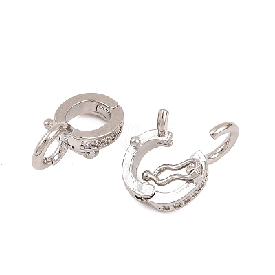 Brass Micro Pave Clear Cubic Zirconia Twister Clasps KK-H533-07P-1