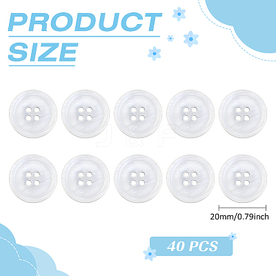 40Pcs 4-Hole Shell Buttons BUTT-ME0001-23-1