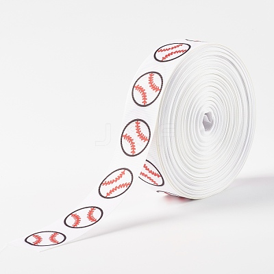 Single Face Baseball Printed Polyester Grosgrain Ribbons SRIB-P019-02-1