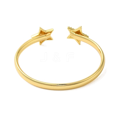 Rack Plating Brass Micro Pave Cubic Zirconia Cuff Bangles BJEW-P336-02B-G-1