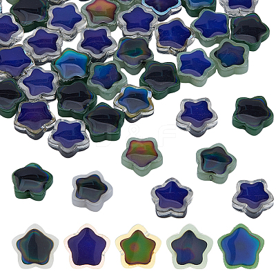 60Pcs 5 Colors Two Tone Glass Beads GLAA-HS0001-17-1