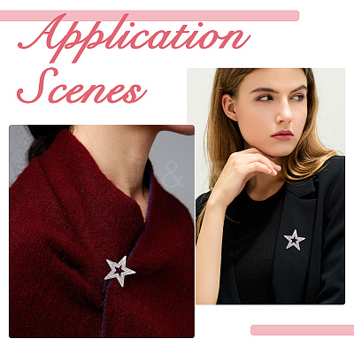 8Pcs Star Alloy Rhinestone Lapel Pinks for Backpack Clothes JEWB-DC0001-35P-1