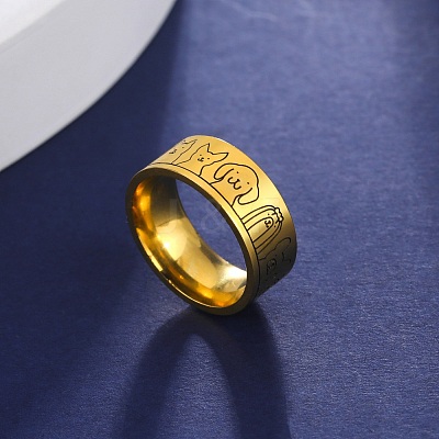 304 Stainless Steel Dog Pattern Finger Rings WGEC5FF-01-1