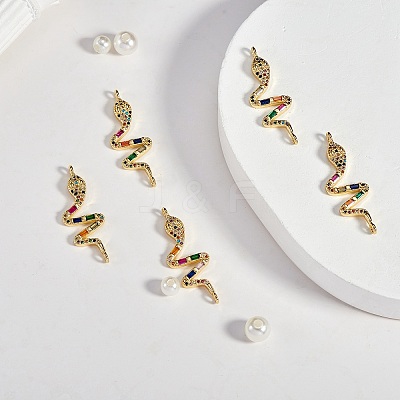 5Pcs Brass Micro Pave Cubic Zirconia Links Connectors ZIRC-SZ0002-80G-1