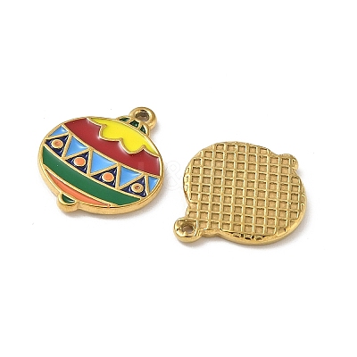 304 Stainless Steel Enamel Pendants STAS-L300-012G-38-1
