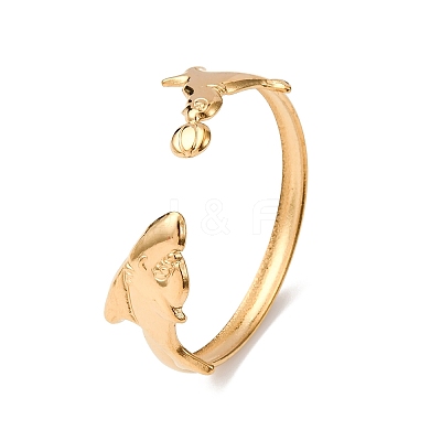 Marine 304 Stainless Steel Cuff Bangles for Women BJEW-Z147-01G-05-1