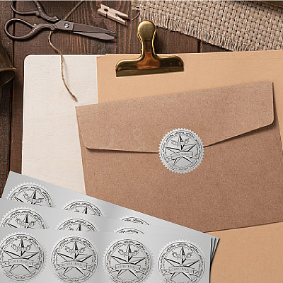 Round Silver Foil Embossed Picture Stickers DIY-WH0503-020-1