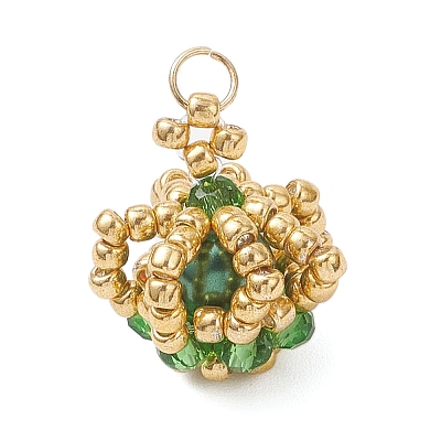 Glass Seed Beaded Crown Pendants PALLOY-MZ01042-1