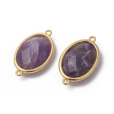 Golden Tone Brass Amethyst Links connectors G-F339-A01-1