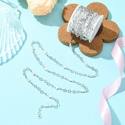 2.5M Brass Imitation Pearl Heart Link Chains CH-CJ0001-08-1