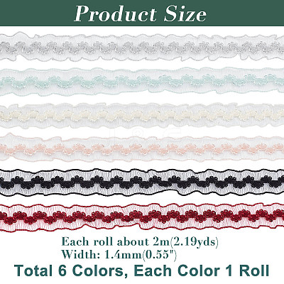 12m 6 Colors Braided Net Lace Elastic Cord/Band OCOR-AR0001-26-1