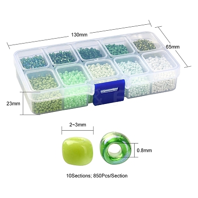 8500Pcs 10 Style Glass Seed Beads SEED-YW0001-80C-1