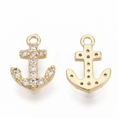Brass Micro Pave Cubic Zirconia Charms ZIRC-T011-06G-NF-1