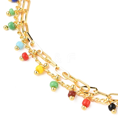 2 Layered Brass Curb Chains Anklets AJEW-AN00311-02-1