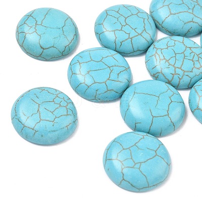 Craft Findings Dyed Synthetic Turquoise Flat Back Dome Cabochons X-TURQ-S266-20mm-01-1