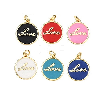 Brass Enamel Pendants KK-L251-02G-F-1