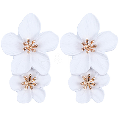 1 Pair Alloy Flower Dangle Stud Earrings EJEW-SP0001-18-1