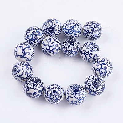 Handmade Blue and White Porcelain Beads PORC-G002-38-1