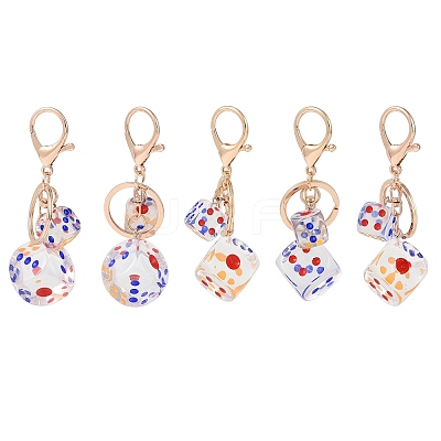 Dice Shape Plastic Keychain KEYC-L028-01G-1