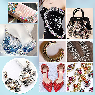 160Pcs 8 Style Sew on Rhinestone RESI-PH0002-04C-1