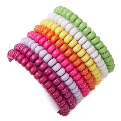 Acrylic Rondelle Beaded Stretch Bracelets Set BJEW-JB11020-02-1