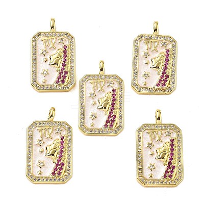 Brass Micro Pave Cubic Zirconia Pendants with Enamel KK-Z114-01G-1