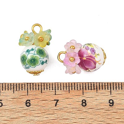 Printed Handmade Porcelain Beads Pendants PALLOY-JF05907-1