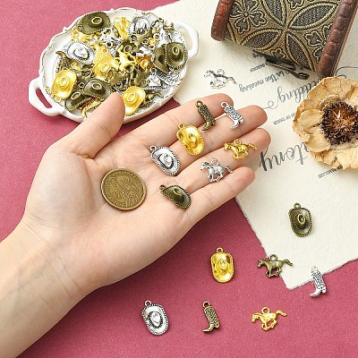 30Pcs 6 Styles Tibetan Style Alloy Pendants FIND-YW0010-52-1